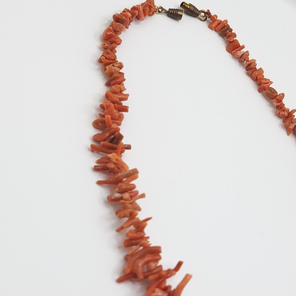 Vintage Natural Branch Coral Necklace Salmon Orange Statement 20 Inch Fringe - Picture 4 of 7